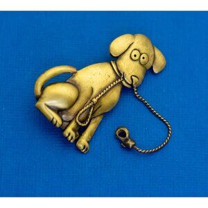 Vintage Gold Tone  Pet Dog Puppy Animal Brooch by JJ D10